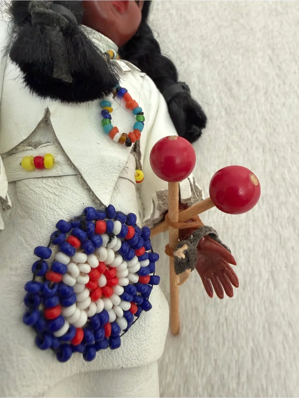 Vintage Native American Inspired Doll with Beaded Trim